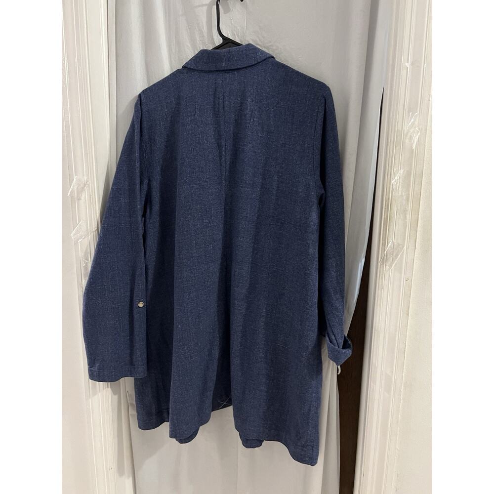 J. Jill Blue Slat Open Front Roll Tab Sleeve‎ Blazer Jacket Size Large Preppy - Picture 10 of 10